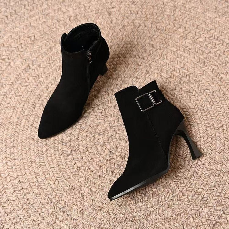 Damen Elegante Stiefeletten mit modischem Schnallen-Detail Drune
