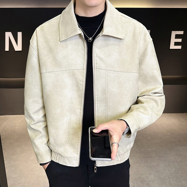 Herren Modische Jacke im Lederlook Drune