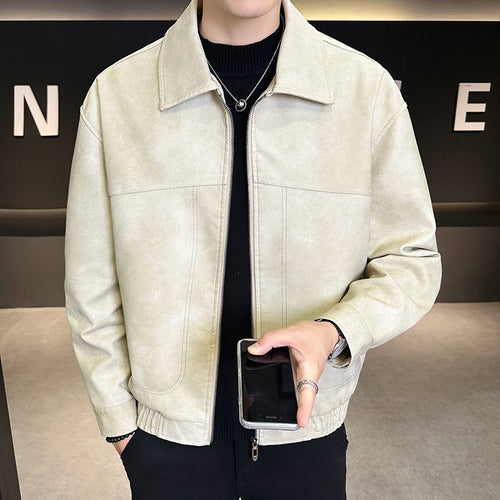 Herren Modische Jacke im Lederlook Drune