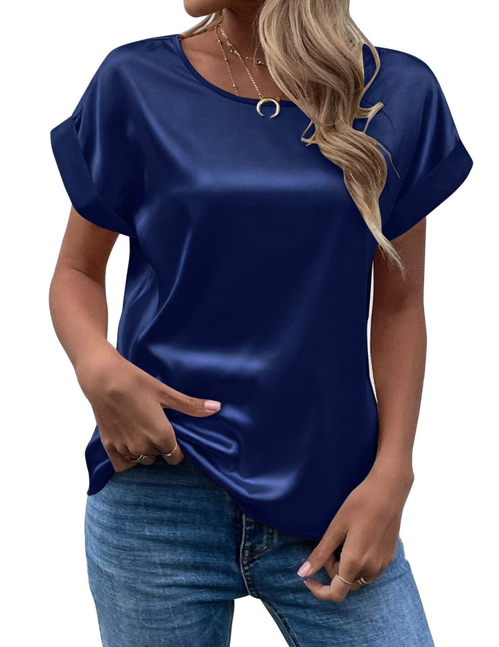 Damen elegante Satinbluse mit lässigem Schnitt Drune