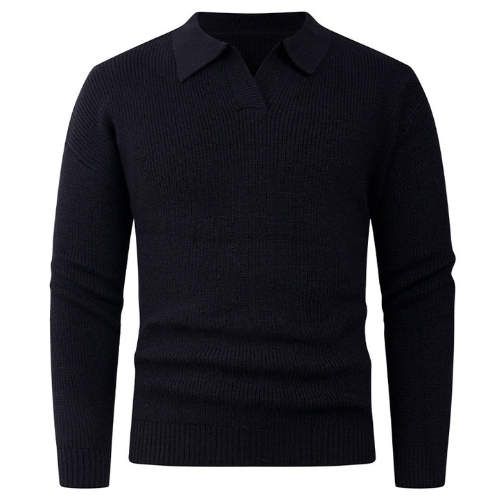 Herren Feines Strick-Poloshirt mit Hemdkragen und geripptem Saum Drune