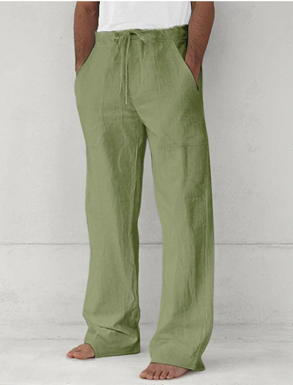 Herren leichte Relax-Chino aus Leinenmix mit weitem Bein, Kordelbund und seitlichen Eingrifftaschen Drune