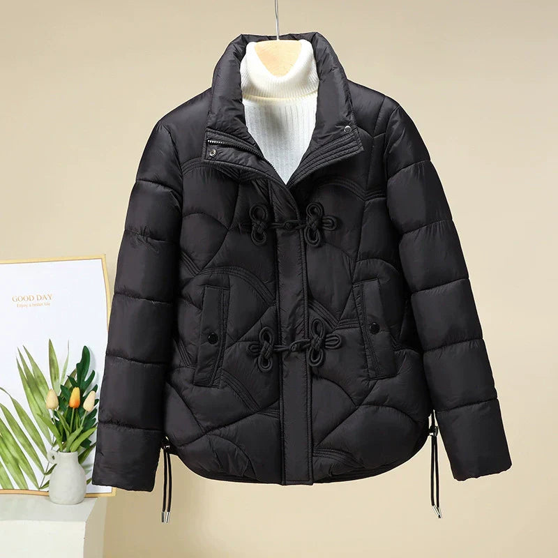Drune | Pufferjacke Gestepptes Design Kurze Länge Dekorativer Froschverschluss