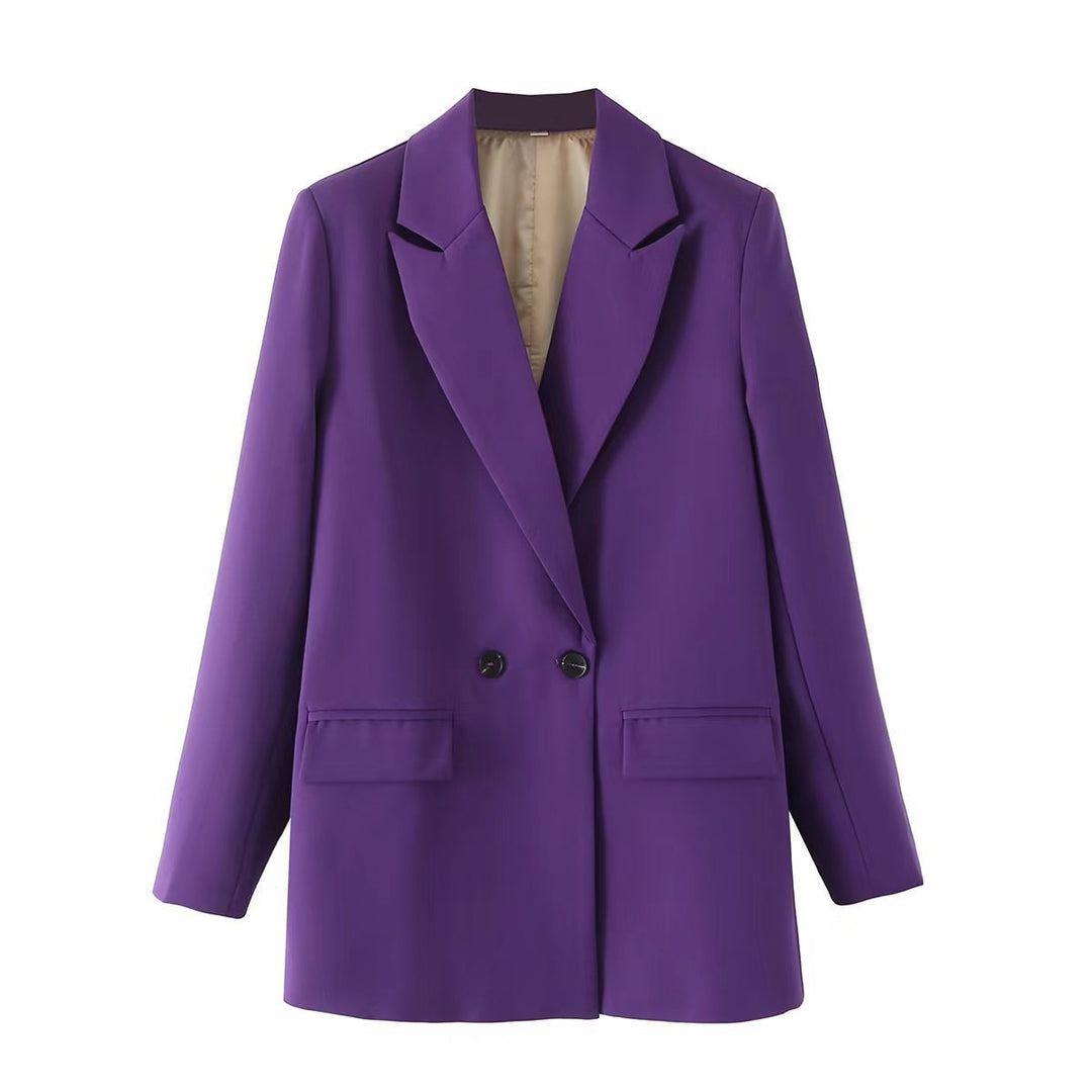 Damen Oversize Doppelreihiger Blazer mit fallendem Revers und weicher Innenfütterung Drune