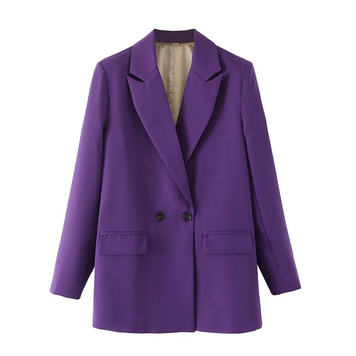 Damen Oversize Doppelreihiger Blazer mit fallendem Revers und weicher Innenfütterung Drune