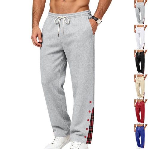 Herren Lockere Jogginghose mit Karo‑Einsatz und Druckknopf‑Details Drune