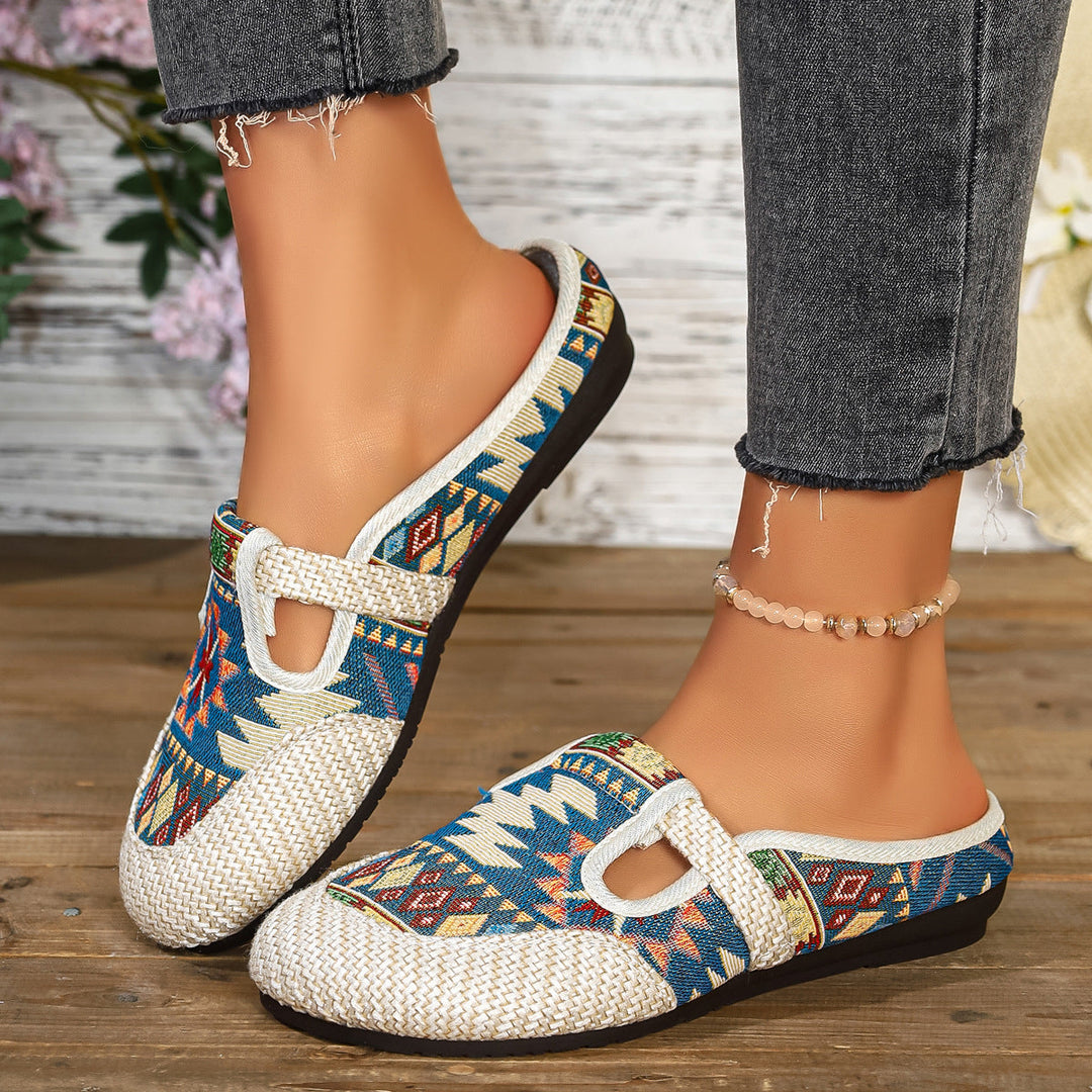 Damen komfortable und modische Clogs mit buntem Jacquard-Muster Drune