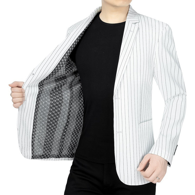 Herren Nadelstreifen-Sakko Slim-Fit mit kontrastivem Innenfutter Drune