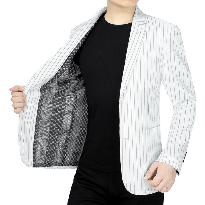 Herren Nadelstreifen-Sakko Slim-Fit mit kontrastivem Innenfutter Drune