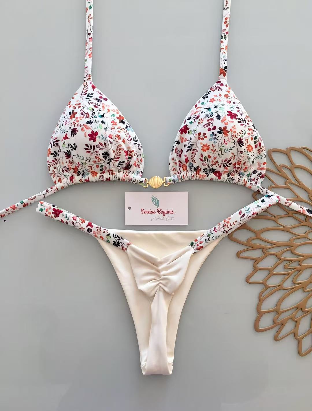 Damen Triangel-Bikini mit frischem Melonenmuster Drune