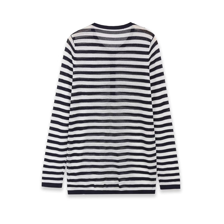 Damen Langarm-Shirt mit Knopfleiste und maritimen Streifen Drune
