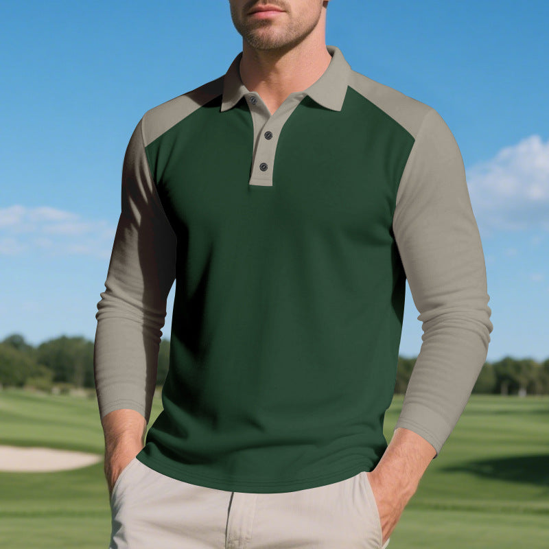Herren nan langärmliges Raglan-Polo aus Funktionsjersey mit sportlicher Knopfleiste Drune