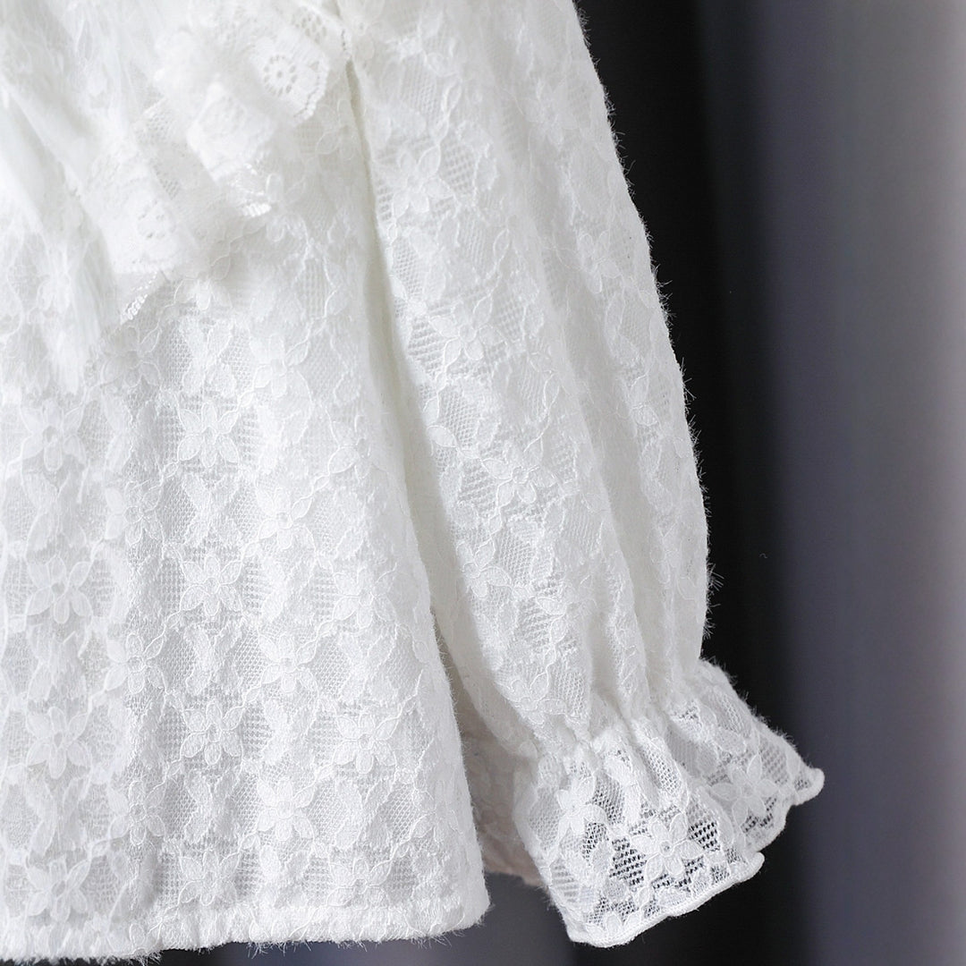 Damen Rüschenbluse mit Spitzenakzenten Drune