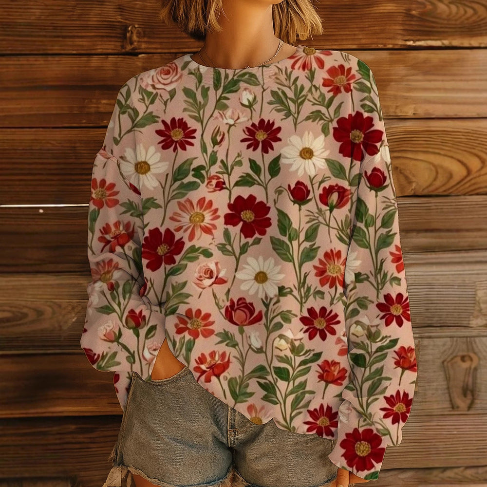 Damen GDrunelümter Oversize-Sweatshirt-Pullover mit Rundhals und Ballonärmeln Drune