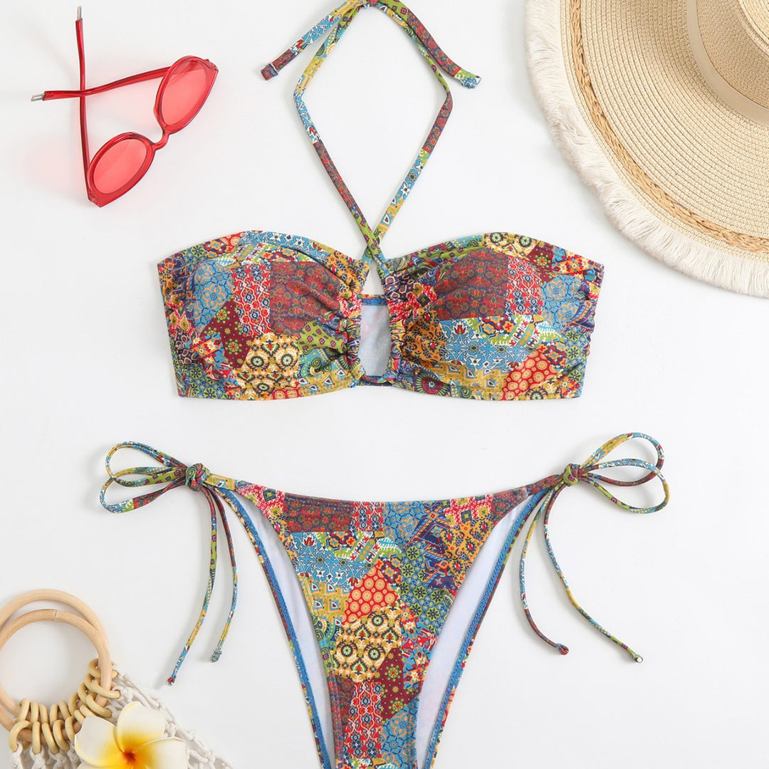 Damen Bikini-Set mit verspieltem Karomuster und schickem Knoten-Detail Drune