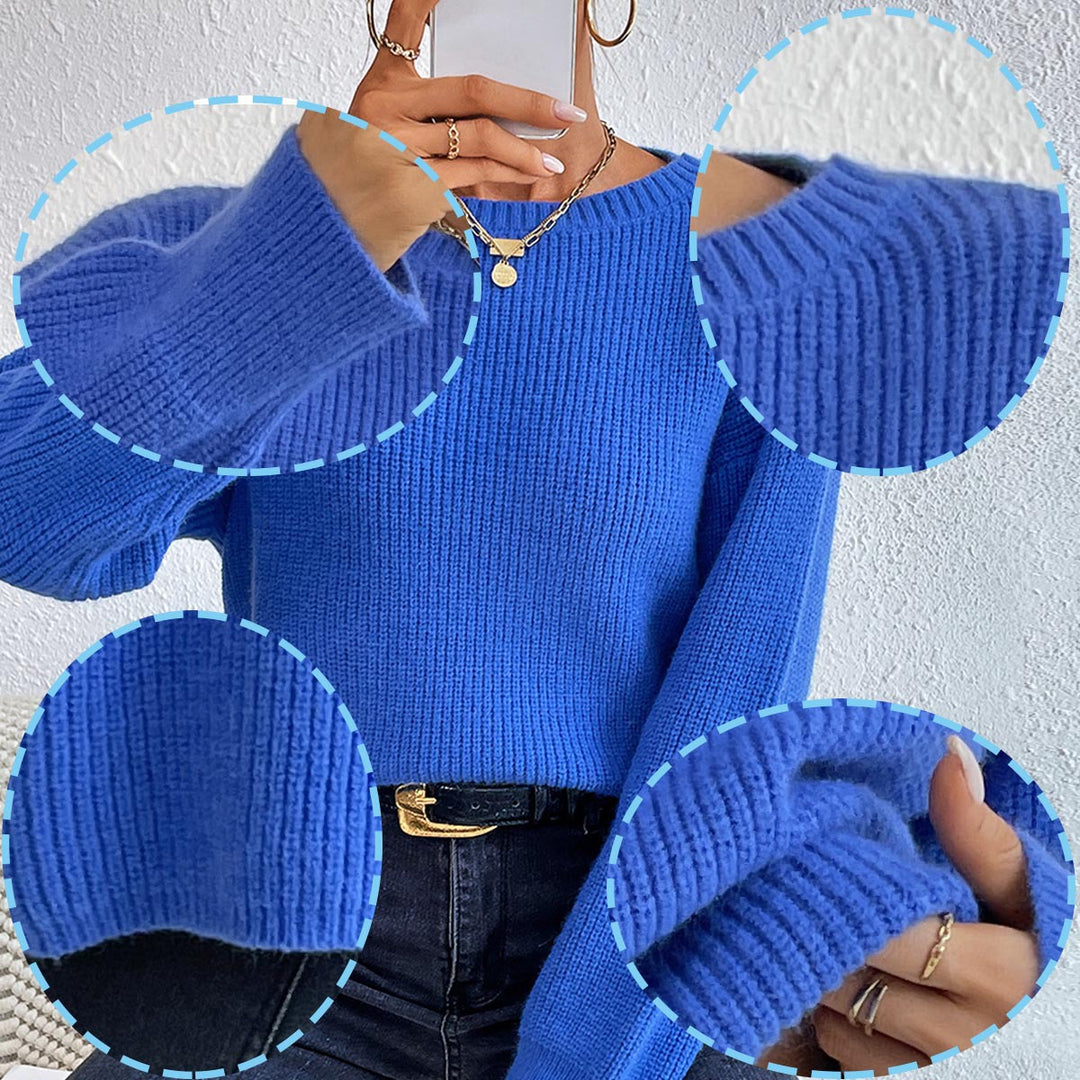 Damen lässiger Strickpullover mit lockerer Passform und eleganten Rippdetails Drune