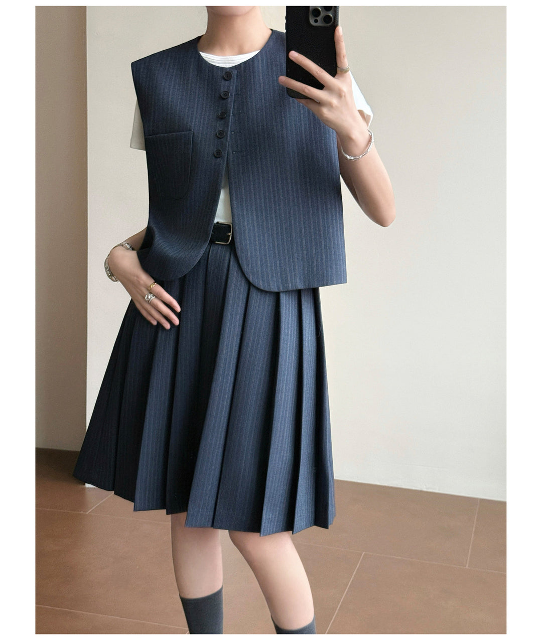Damen Elegante Blazer-Weste mit gestreiftem Design Drune
