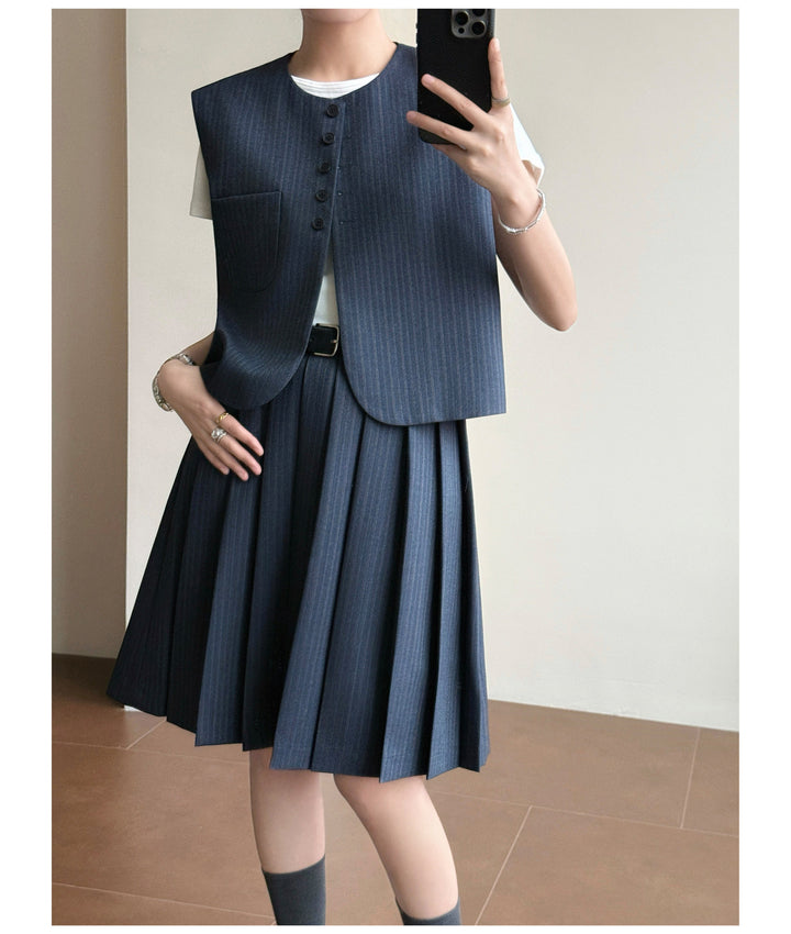 Damen Elegante Blazer-Weste mit gestreiftem Design Drune