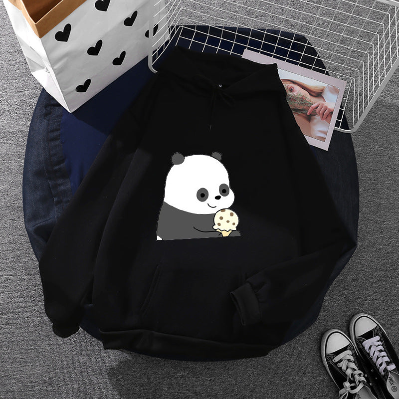 Damen nan oversized Kapuzenpullover im Streetstyle mit weichem Fleece-Innenfutter, Kängurutasche und farbenfrohem Cartoon-Katzen-Planet-Print Drune