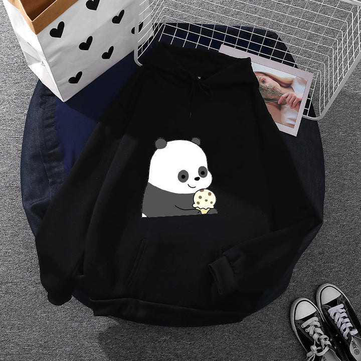 Damen nan oversized Kapuzenpullover im Streetstyle mit weichem Fleece-Innenfutter, Kängurutasche und farbenfrohem Cartoon-Katzen-Planet-Print Drune