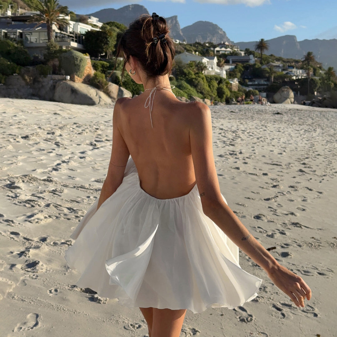 Damen Maxikleid mit elegantem V-Ausschnitt und verstellbarem Taillenband Drune