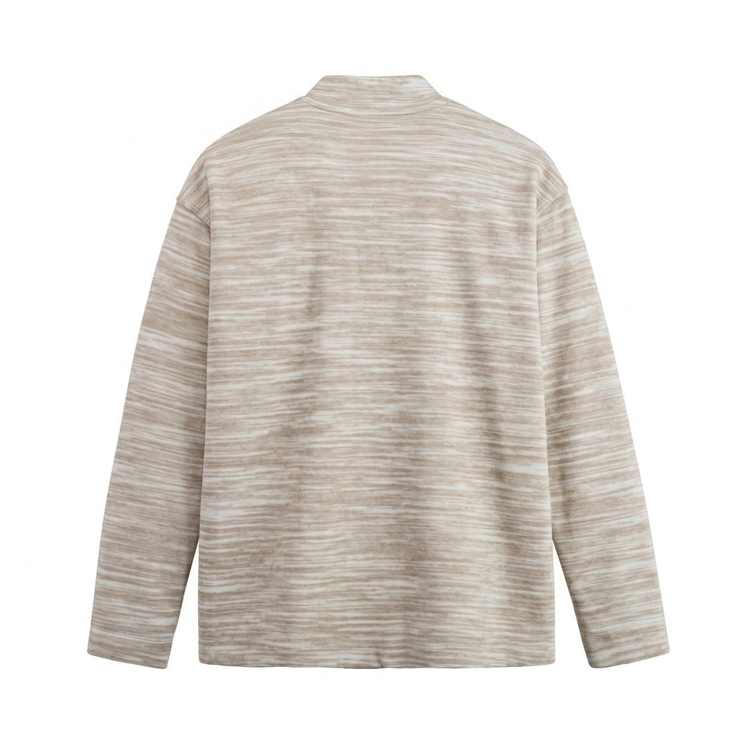 Herren Strukturierter Henley-Strickpullover mit Stehkragen und Melange-Struktur Drune