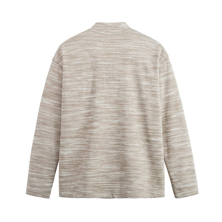 Herren Strukturierter Henley-Strickpullover mit Stehkragen und Melange-Struktur Drune
