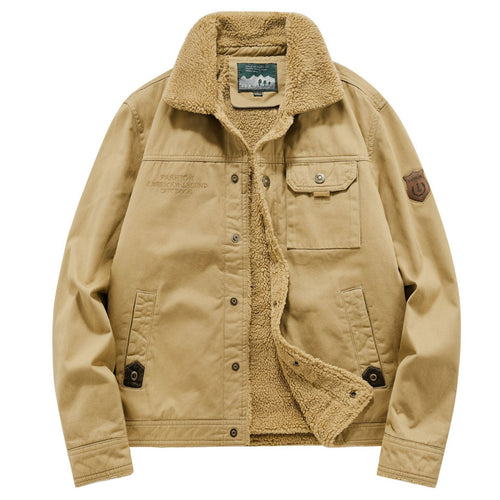 Herren Canvas‑Fieldjacke mit Teddyfutter, Brusttaschen und robuster Knopfleiste Drune