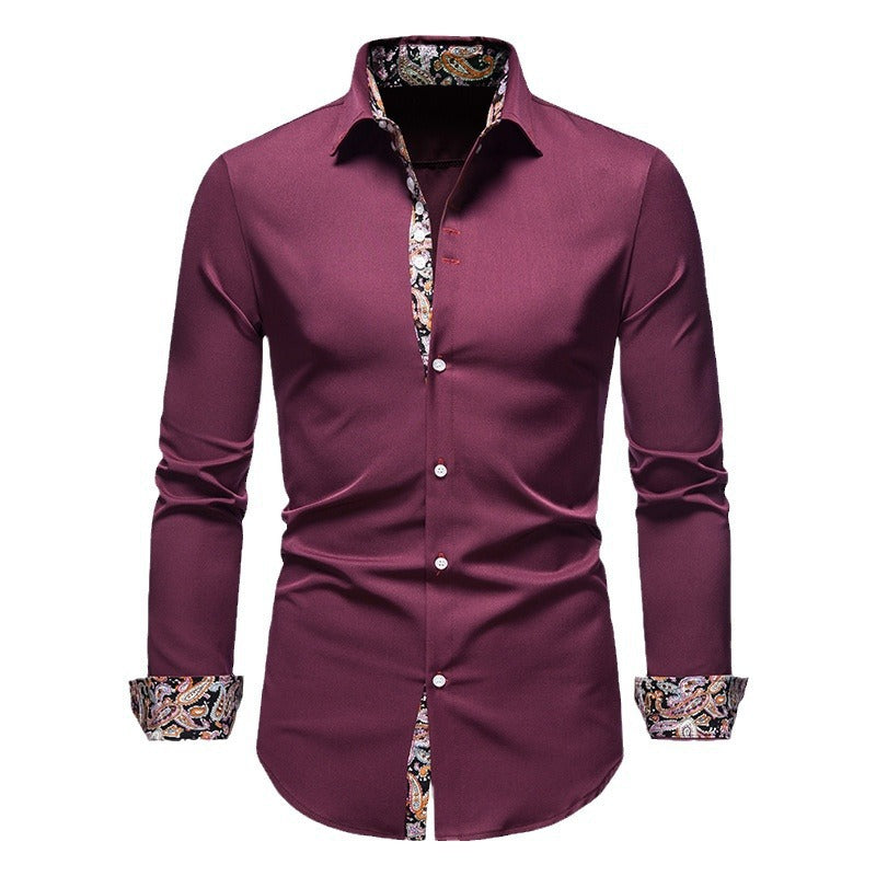 Herren Langarmhemd mit modernem Paisley-Muster und exklusiven Details Drune