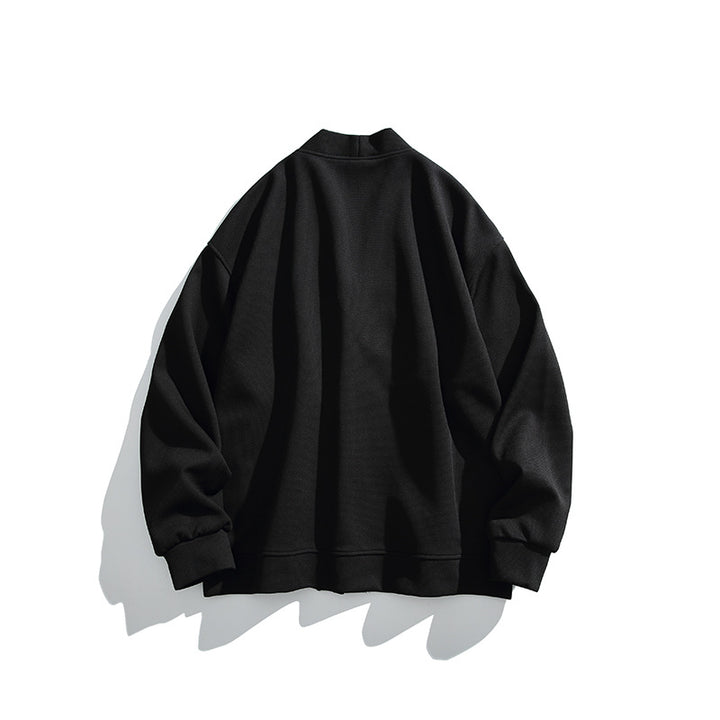 Herren weit geschnittene Kimono-Jacke im Hanfu-Stil mit Kordelverschlüssen und aufgesetzten Taschen Drune