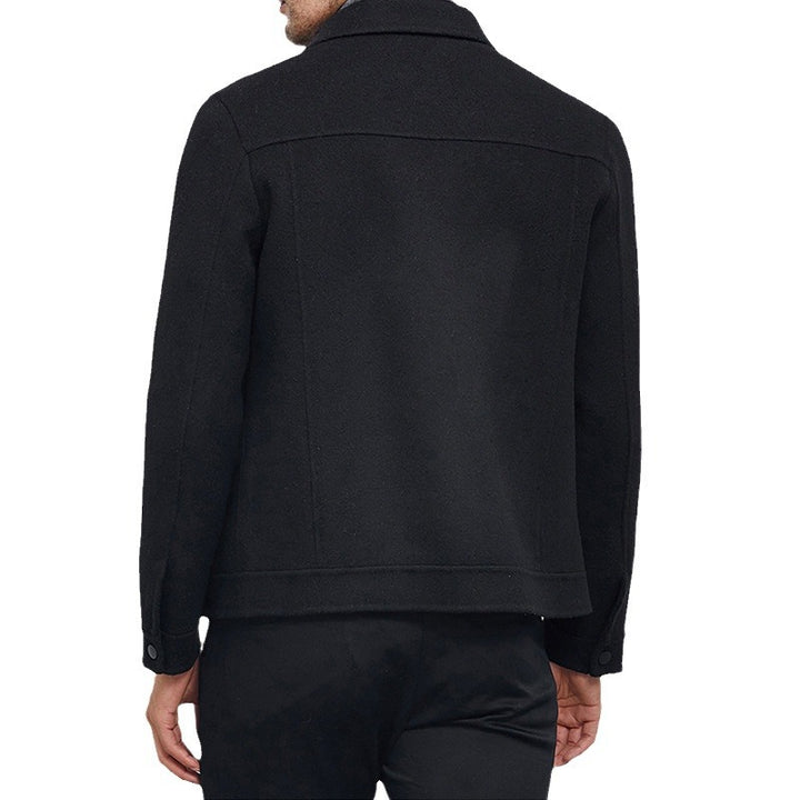 Herren Kastenförmige Wollmix-Blousonjacke mit verdeckter Druckknopfblende und Eingrifftaschen Drune