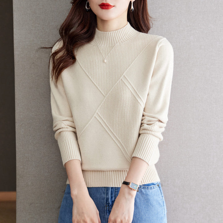 Damen eleganter Strickpullover mit modernem Strukturdesign Drune