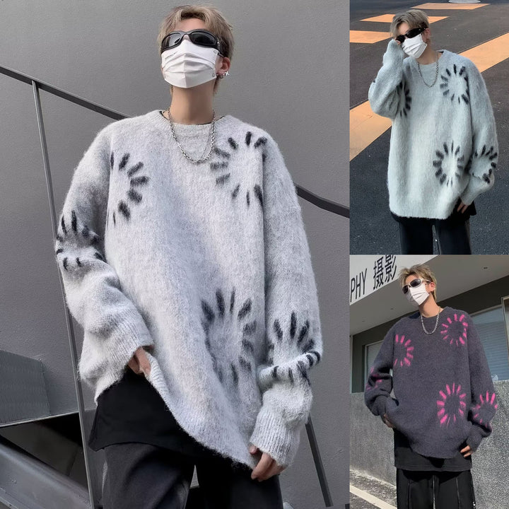Unisex Grobstrickpullover mit grafischem Muster Drune