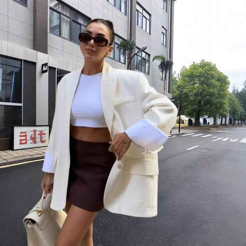 Damen Elegante Oversized-Blazerjacke mit praktischen Taschen Drune