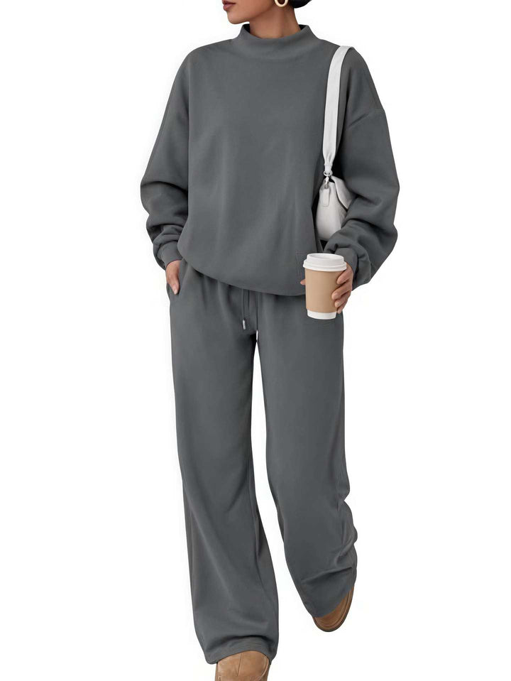 Damen Lässiges Lounge-Set mit hohem Stehkragen und weiter Jogginghose Drune