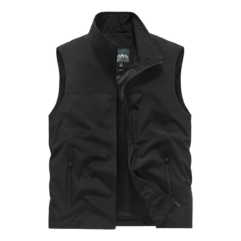 Herren Atmungsaktive Softshell-Outdoorweste mit Mesh‑Innenfutter und Reißverschlusstaschen Drune