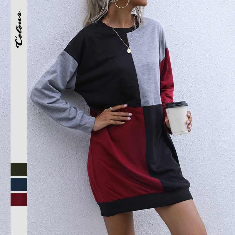 Damen Langarm-Sweatkleid mit Blockpaneelen und weitgeschnittener Passform Drune