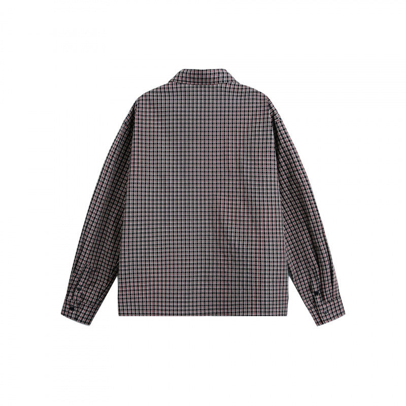Herren Boxy-Overshirt im feinkarierten Muster mit durchgehender Knopfleiste und aufgesetzter Brusttasche Drune