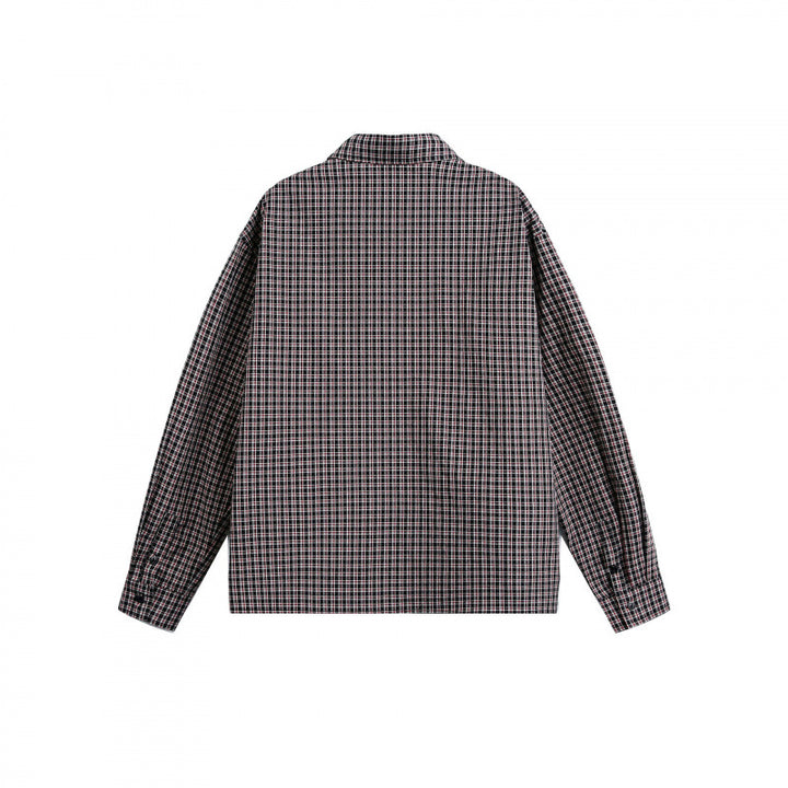 Herren Boxy-Overshirt im feinkarierten Muster mit durchgehender Knopfleiste und aufgesetzter Brusttasche Drune