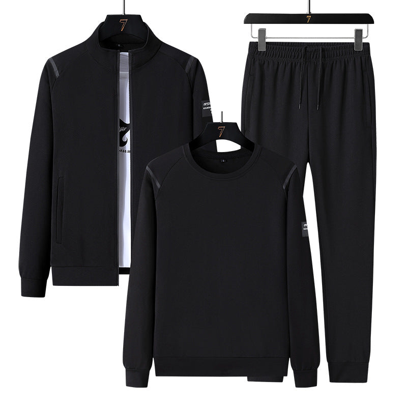 Herren Sportlicher Trainingsanzug-Set mit Reißverschlussjacke, Rundhalsausschnitt-Sweatshirt und Slim-Fit Jogginghose Drune