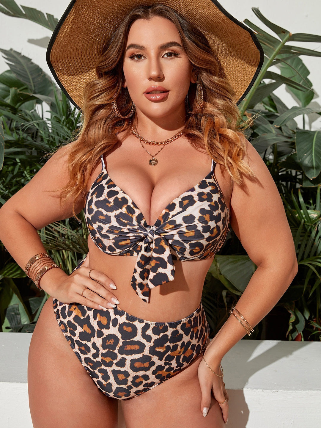 Damen Hochtailliertes Triangel-Bikini-Set mit Schleifen-Detail Drune