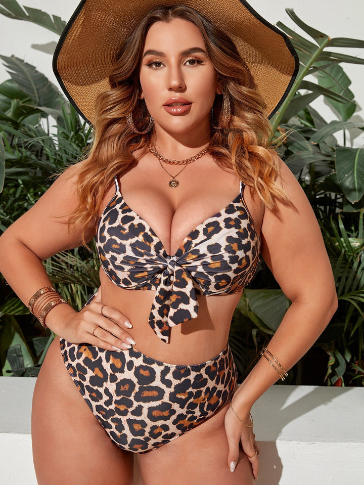 Damen Hochtailliertes Triangel-Bikini-Set mit Schleifen-Detail Drune