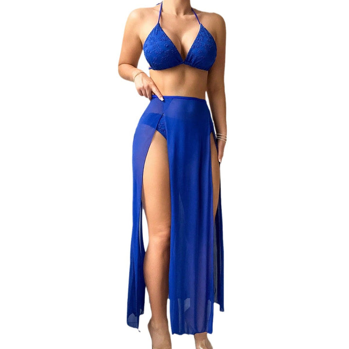 Damen sexy Bikini-Set mit transparentem Maxi-Rock Drune