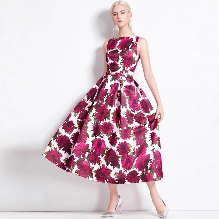 Damen Maxikleid mit floralen Applikationen und tailliertem Schnitt Drune