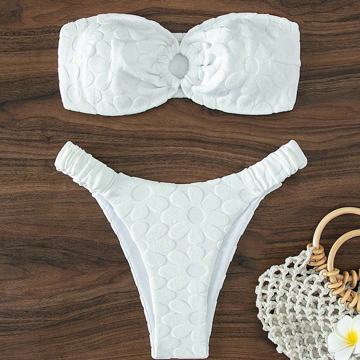 Damen Bandeau-Bikini mit blumiger Textur Drune