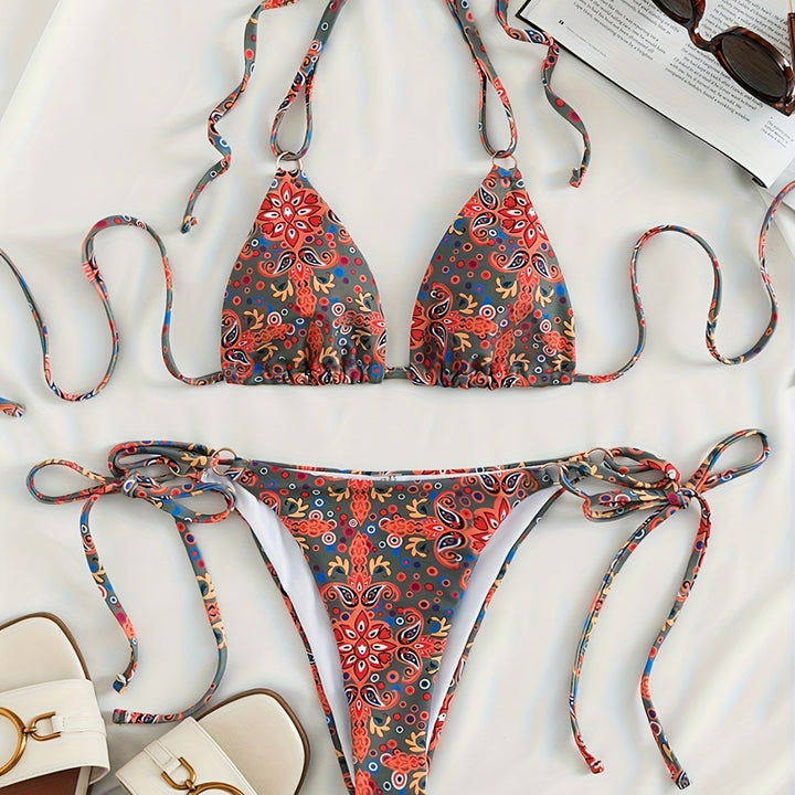 Damen Bikiniset mit verstellbaren Trägern und modernen Schnürdetails Drune