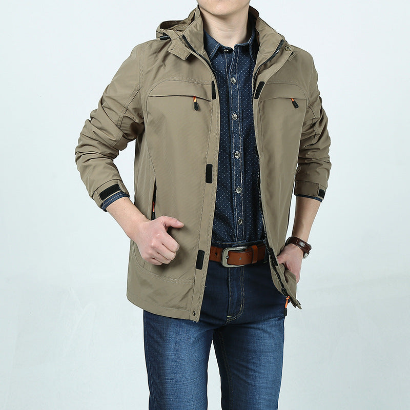 Herren Moderne Softshell-Fieldjacke mit Kapuze, atmungsaktivem Stretch und Organizer-Taschen Drune