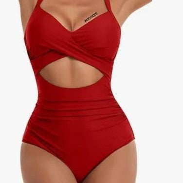 Damen Einteiliger Bikini mit modischem Cut-Out und Animal-Print Drune