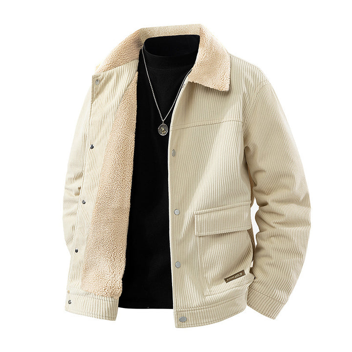 Herren Lässige Cordjacke mit Teddyfutter Drune