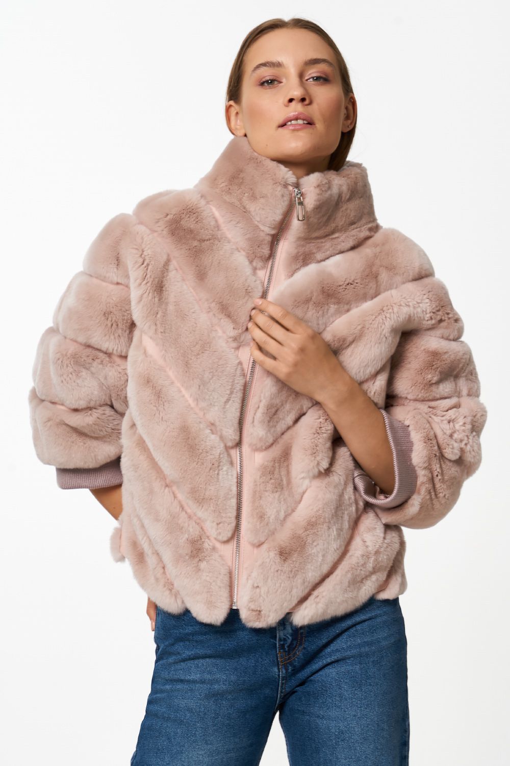 Damen Kuschelige Kunstpelzjacke mit Steppdesign Drune